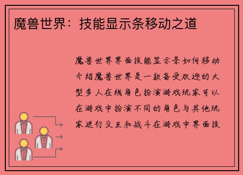 魔兽世界：技能显示条移动之道